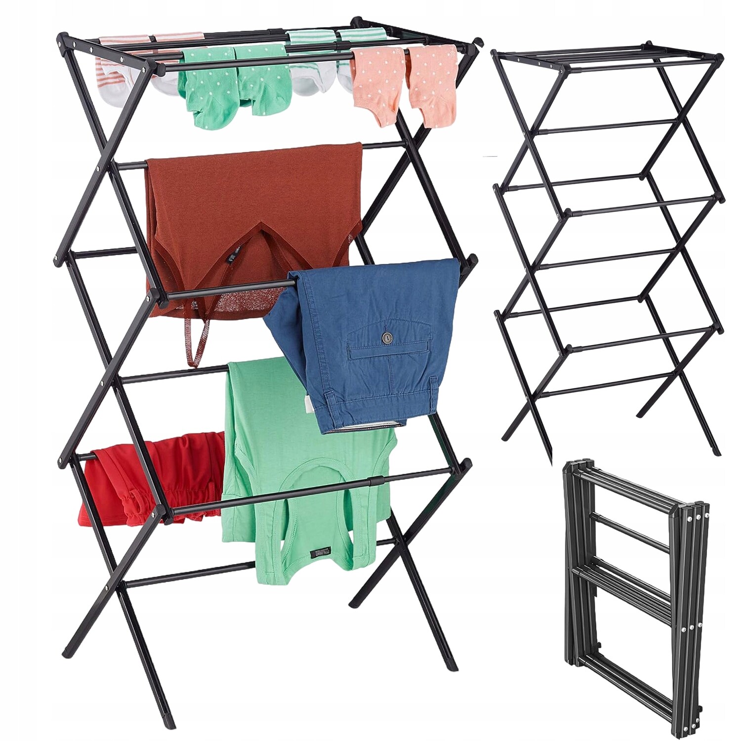 Skládací Stojící Sušák Na Prádlo 6 Úrovní 40-71 CM Robustní