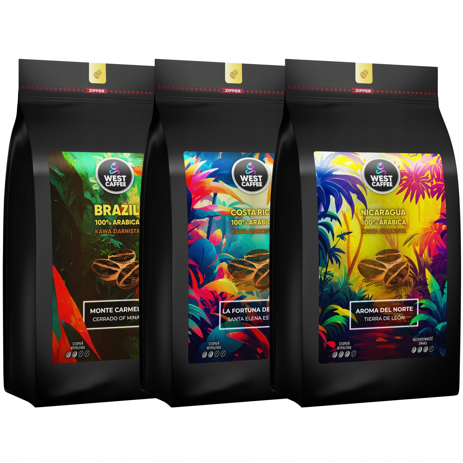 Káva Zrnková Set 3kg Brazil Kostarika Nikaragua 100% Arabica Čerstvá