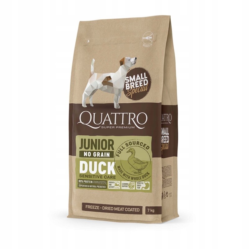 Quattro Kachna 7 kg Suché Krmivo pro mladé psy