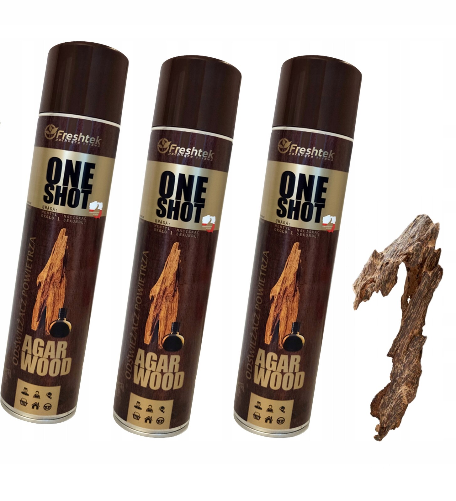 Freshtek One Shot Agarwood 600 ml osvěžovač vzduchu 3 ks