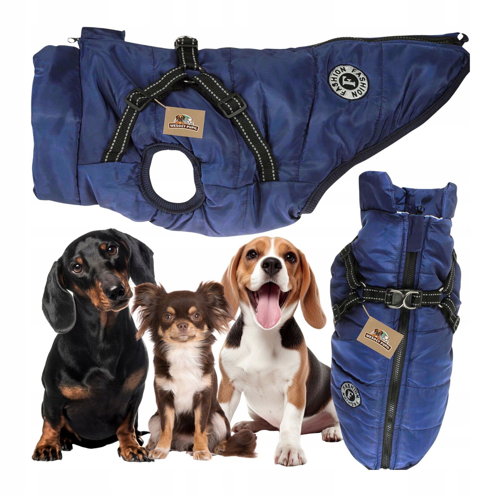 Oblečení pro psa na zimu s postrojem 2v1 teplá bunda malý střední pes M