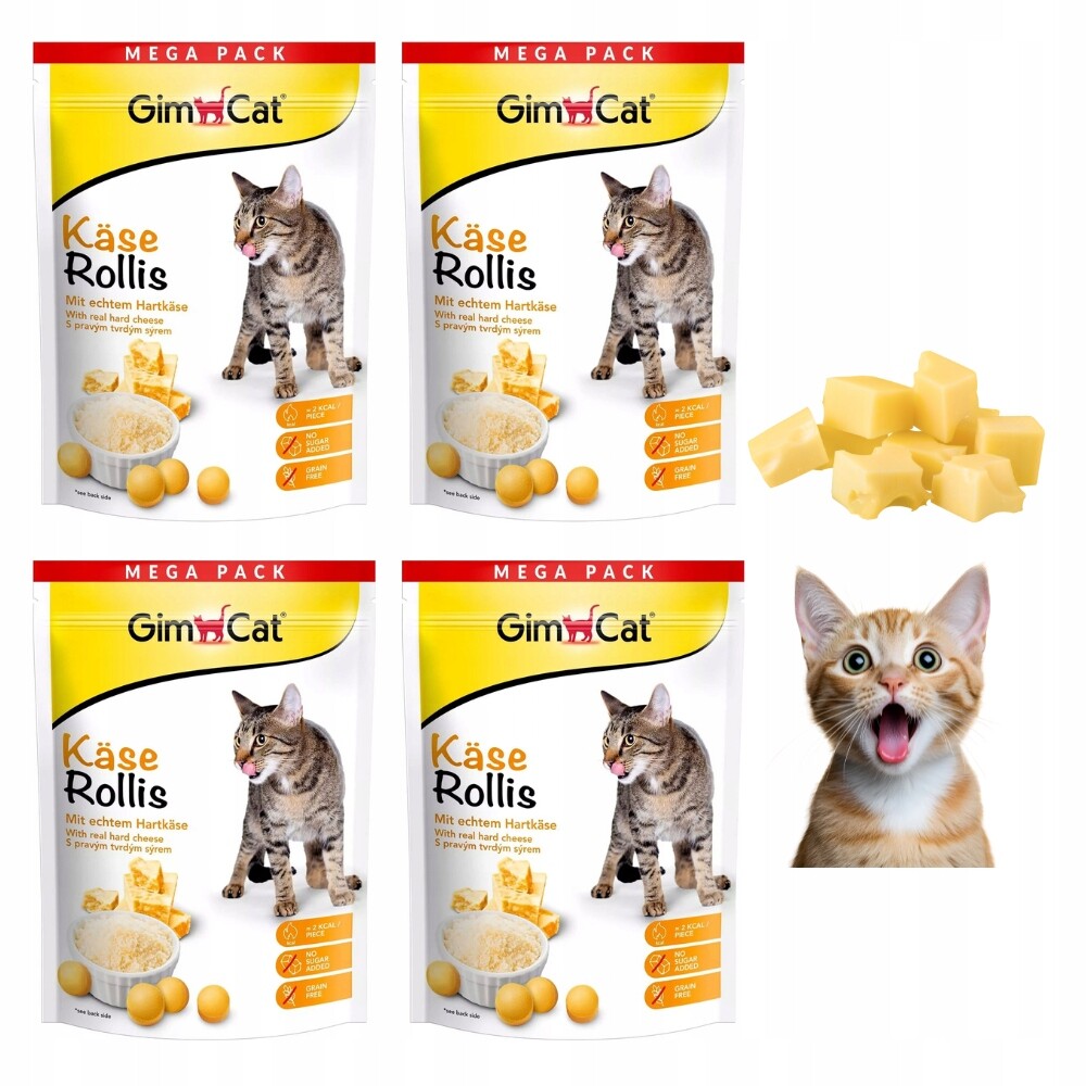 GimCat Kase Rollis Pamlsek Kočka Kuličky se sýrem Velké balení Set 4x425g
