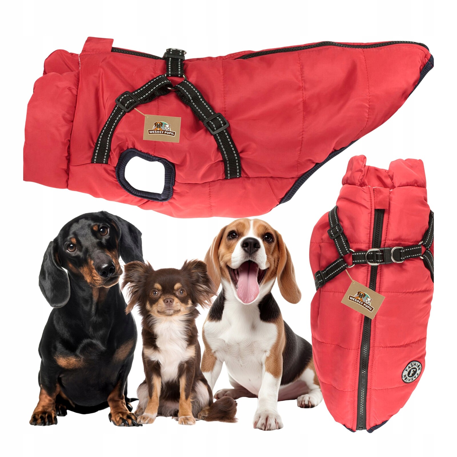 Oblečení pro psa na zimu s postrojem 2v1 teplá bunda malý střední pes XL