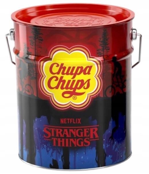 Chupa Chups Lízátka s různými příchutěmi Stranger Things limitovaná edice 1800g plechovka