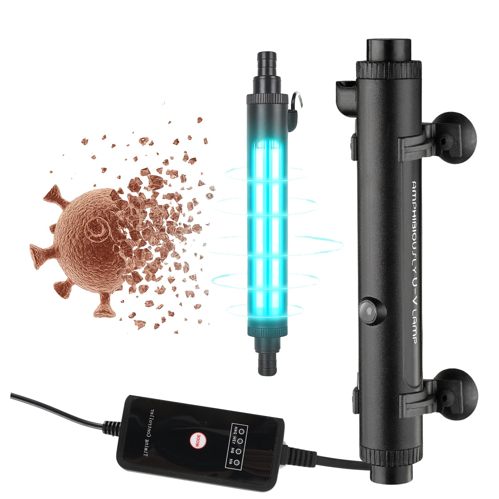 Lampa Uv-c 10W akvárium očko sterilizátor vody s časovačem filtr proti řasám