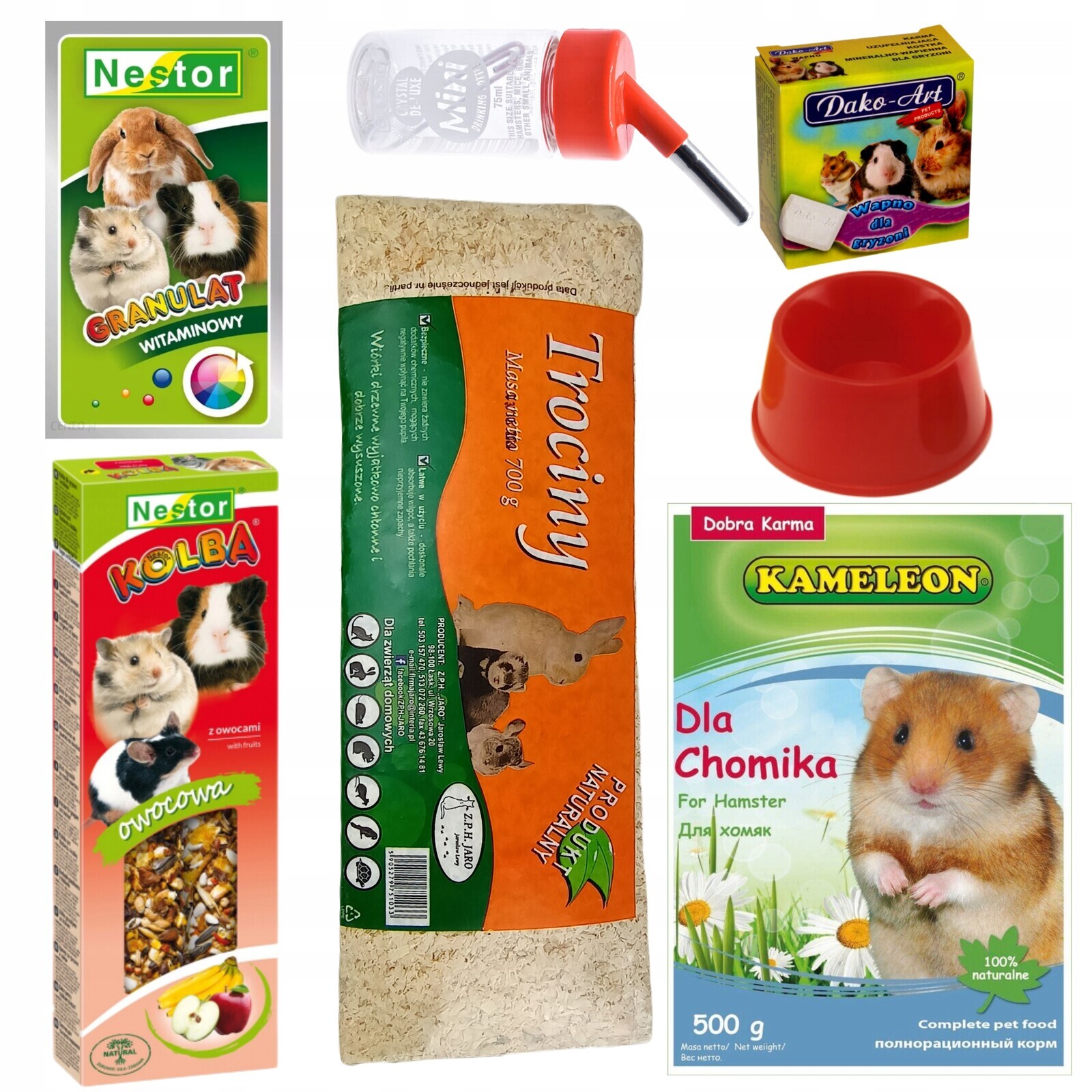 Sada Do Klece Pro Křečka na start Krmivo Kolby Piliny Vápno Vitamíny