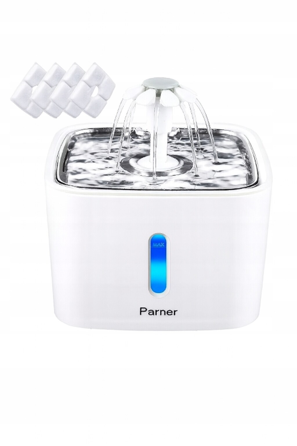 Parner WF06 Led Fontána pro domácí mazlíčky, 2,5 l, 3 režimy, bílá