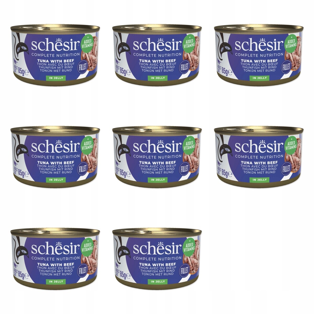 Konzerva Schesir tuňák+hovězí+rýže v želé 85g balení 8 ks