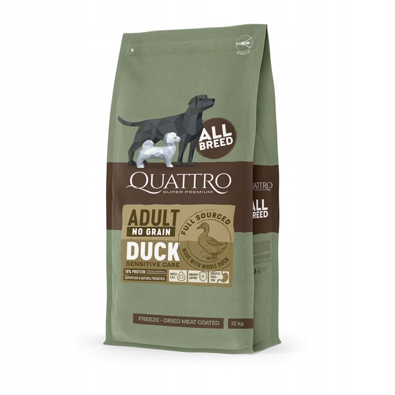 Quattro Kachna 12 kg Suché Krmivo pro psy všech plemen