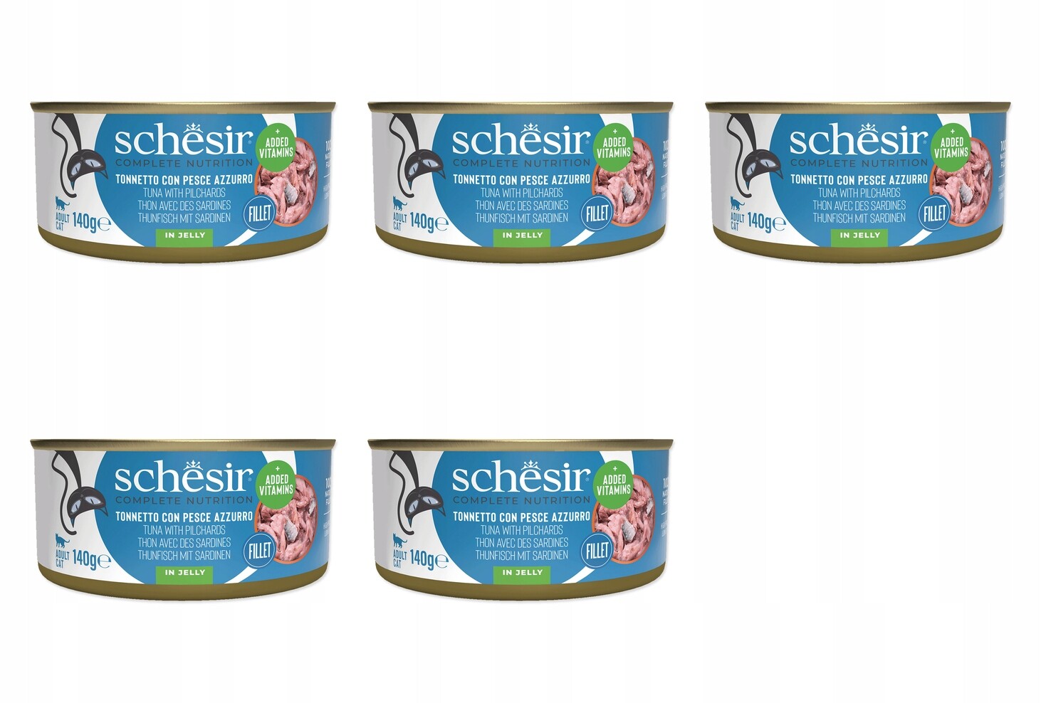 Konzerva Schesir tuňák a sardinky v želé 140g balení 5 ks
