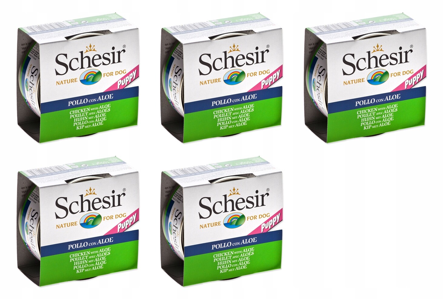 Konzerva Schesir Puppy kuře s Aloe 150g balení 5 ks