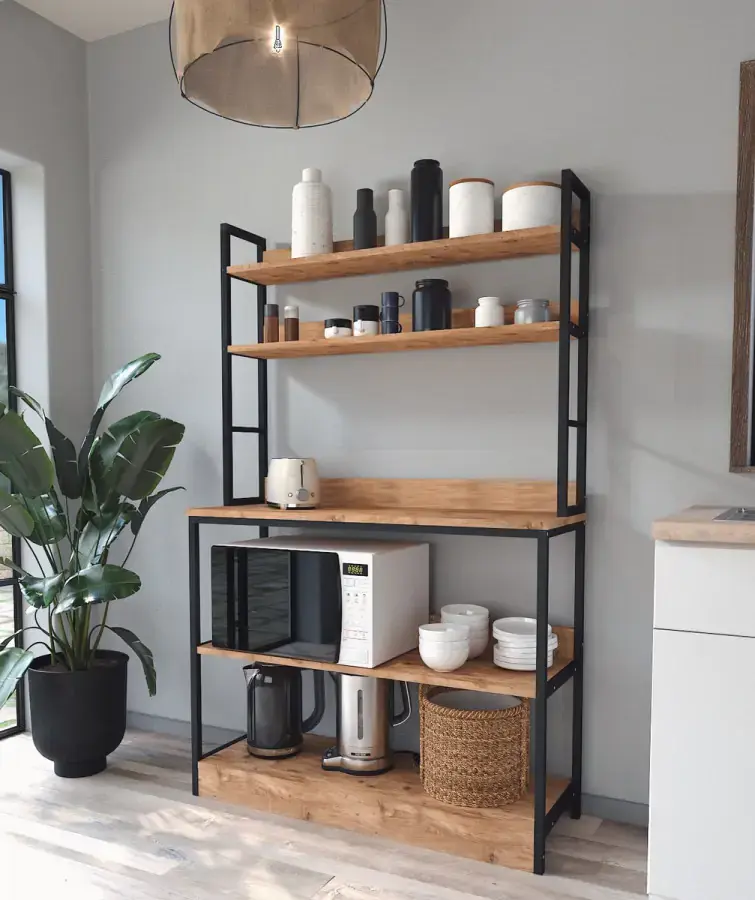 Casarredo Kuchyňský regál WILBURG - borovice/černá