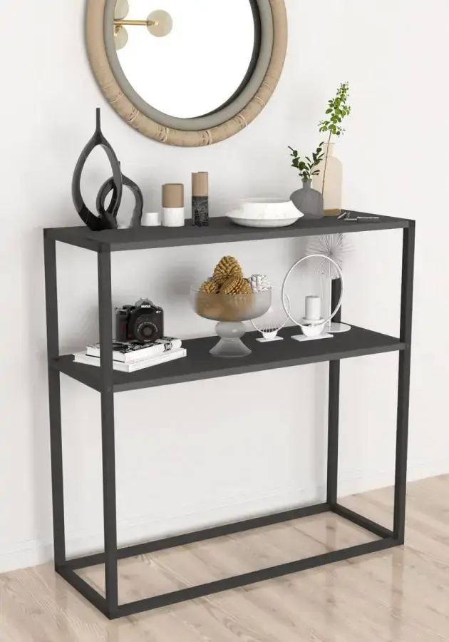 Casarredo Konzolový stolek CHARLES - antracit/černá