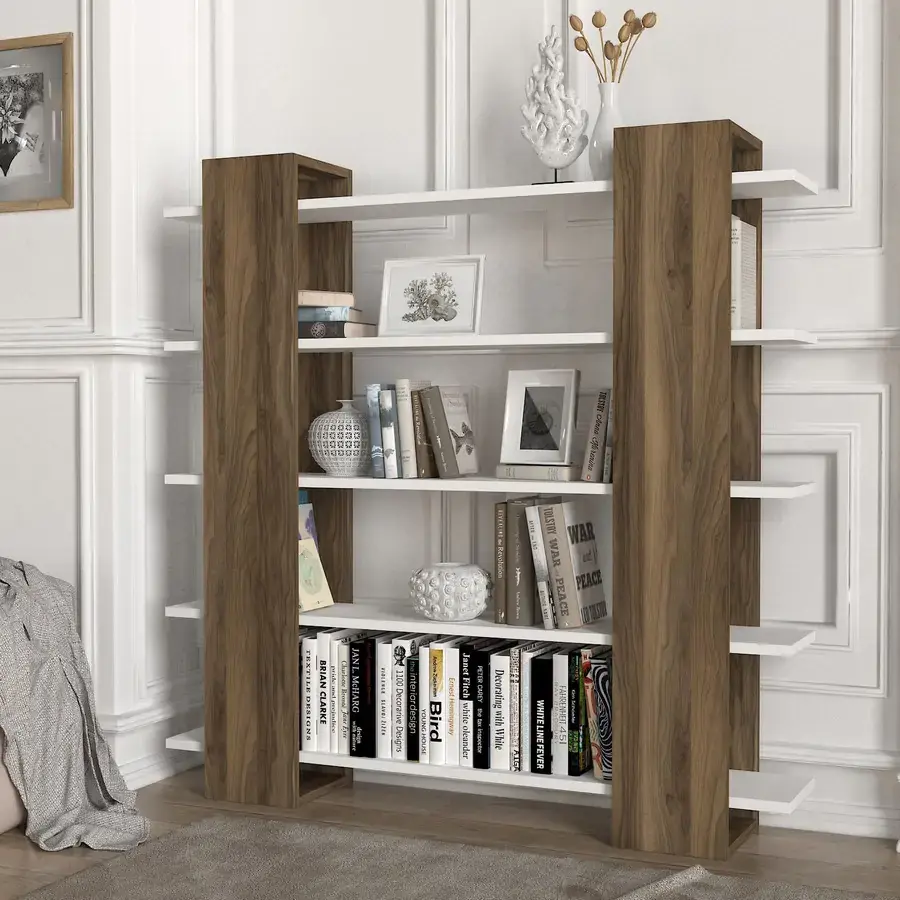 Casarredo Regál PIEDRA - bílá/ořech