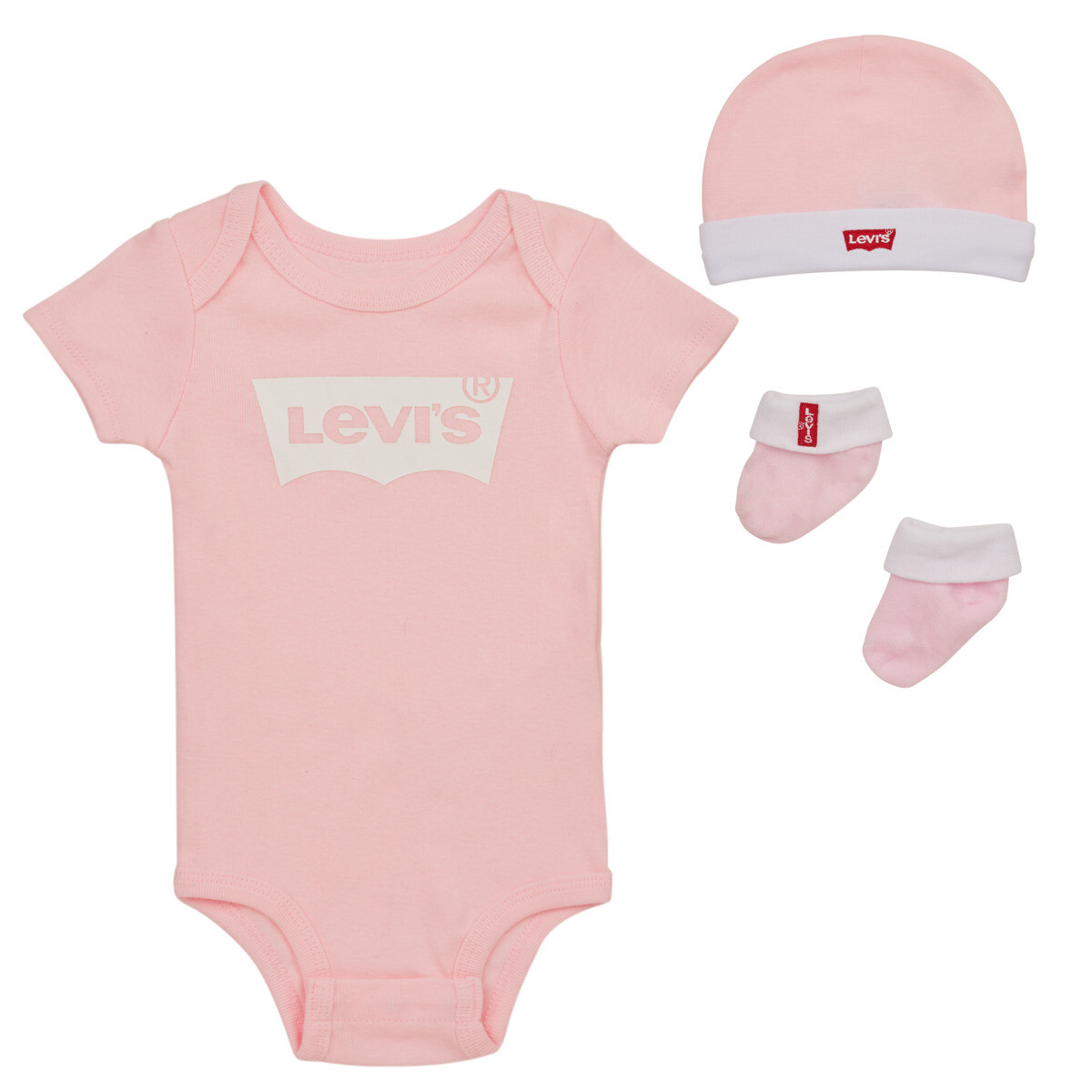 Levis  LHN BATWING ONESIE HAT BOOTIE  Růžová
