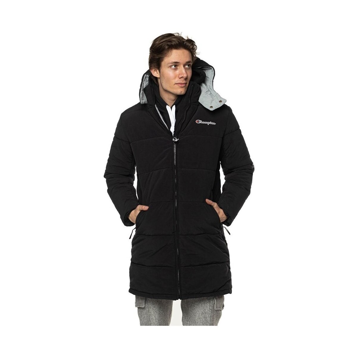 Champion  Script Logo Back Padded Hooded  Černá