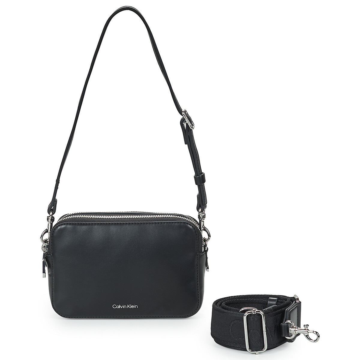 Calvin Klein Jeans  WEBBING DOUBLE STRAP CAMERA BAG  Černá