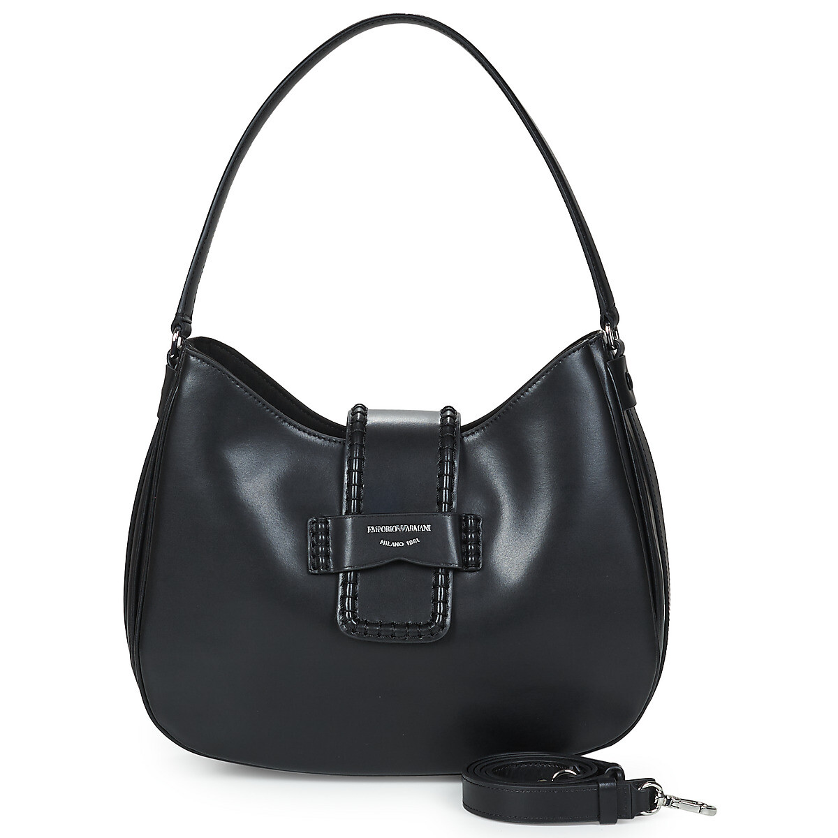 Emporio Armani  HOBO M PLAIN LEATHER  Černá