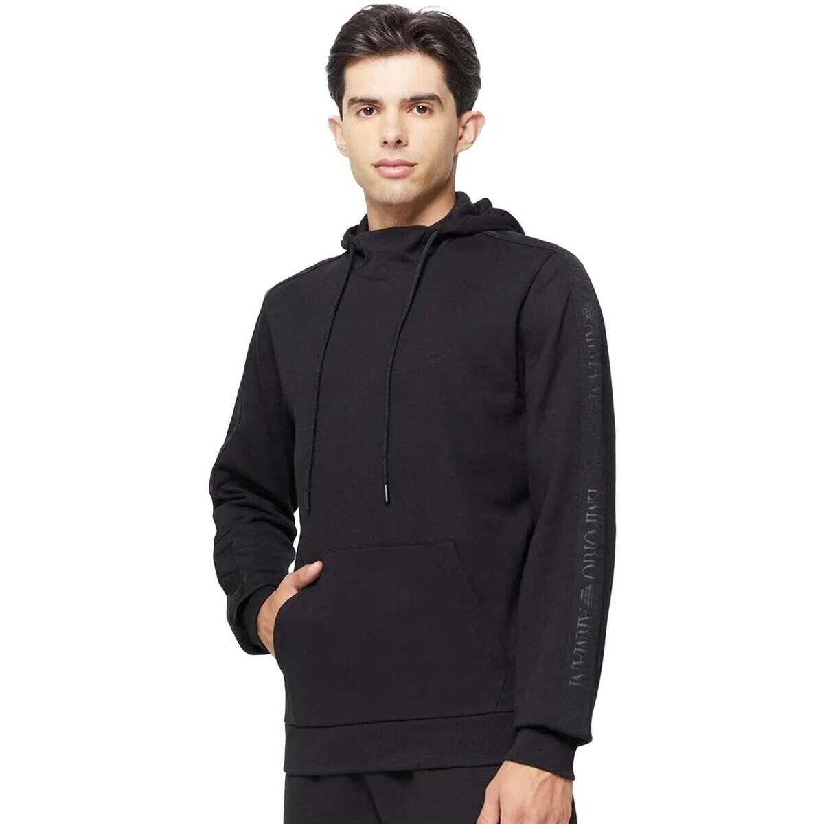 Emporio Armani  Lounge Side Logo Hoodie Black  Černá