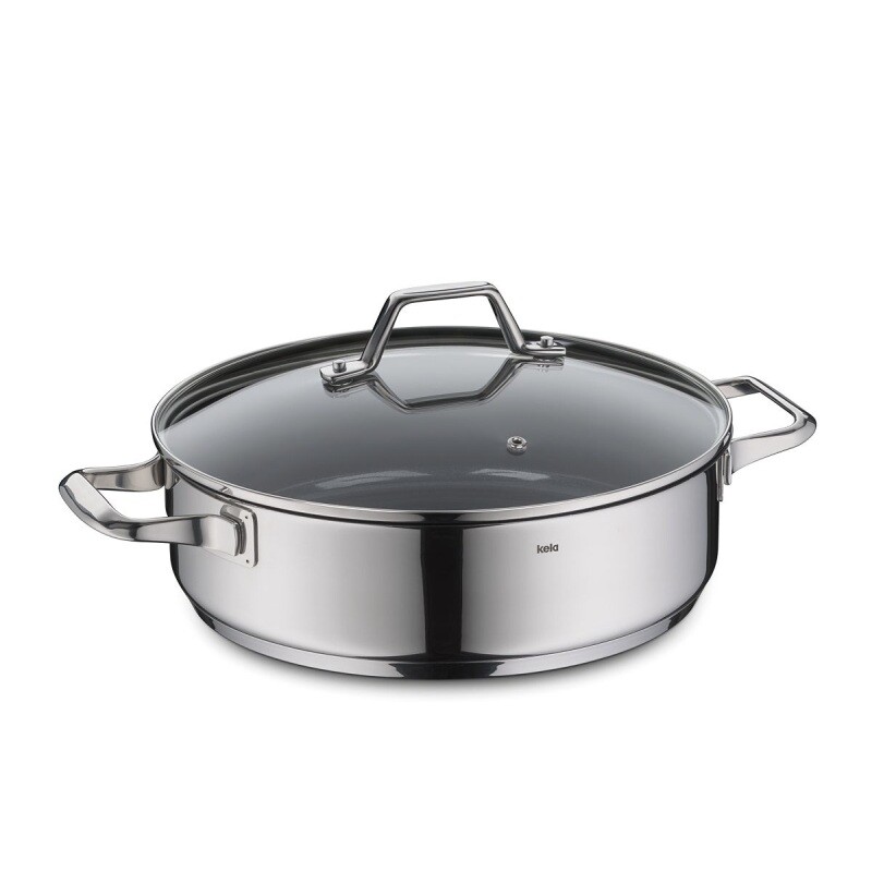 KELA Pánev servírovací s poklicí Lucca nerez 28x8,5 cm 4l KL-11586