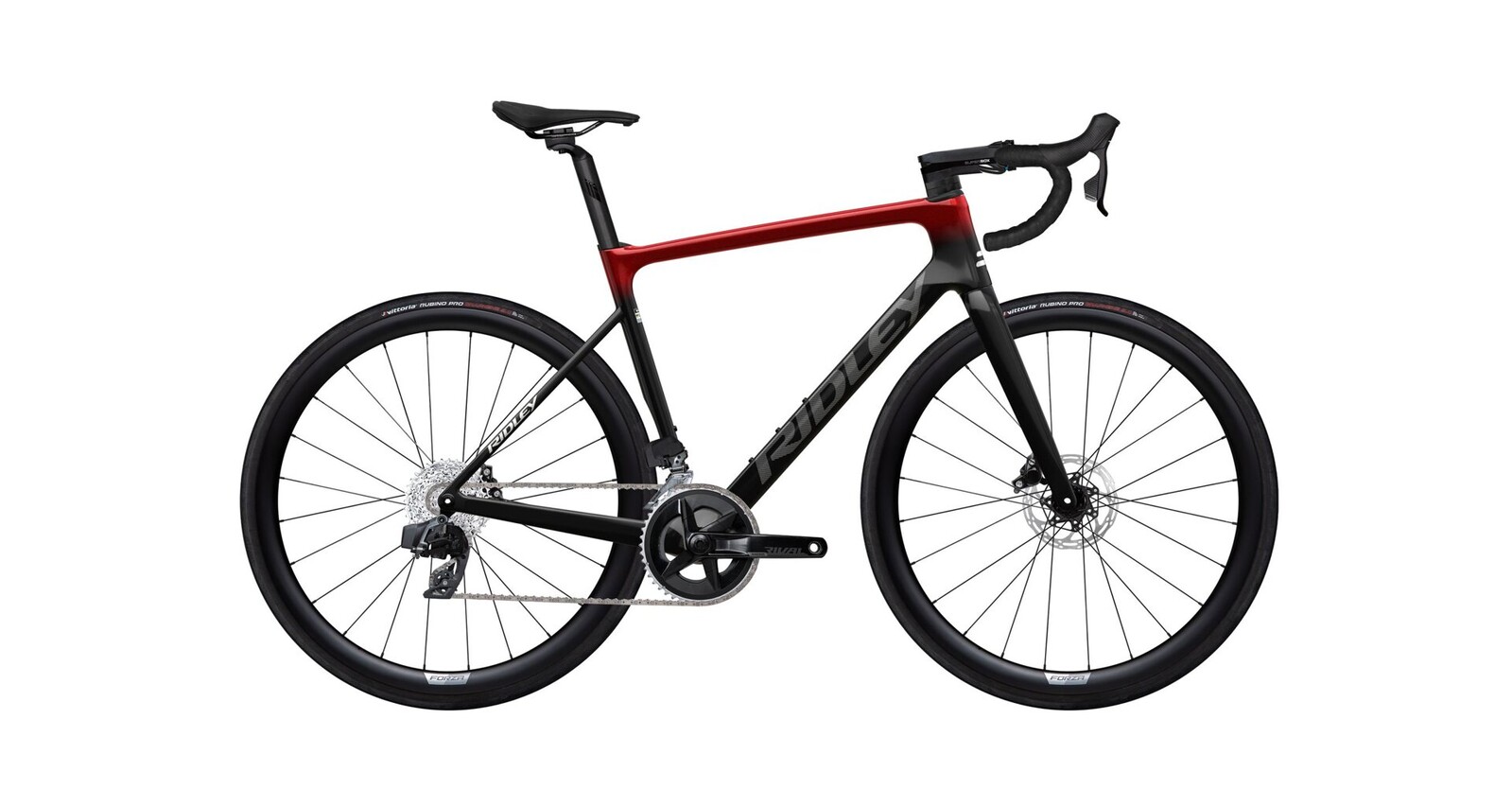 Gravel kolo Ridley Falcn Rival Etap AXS - Carbon/Candy Red Metallic/Silver - S Barva: Carbon Candy Red Metallic Silver, Velikost: S