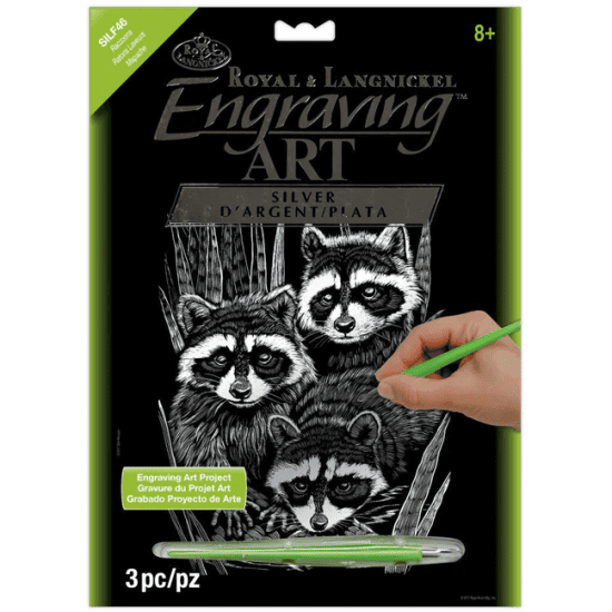 Royal & Langnickel Stříbrný vyškrabávací obrázek - Mývalové - SILF46