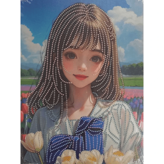 Norimpex Diamantový obrázek - Brunetka s květinami - 23 x 30 cm - 2000964