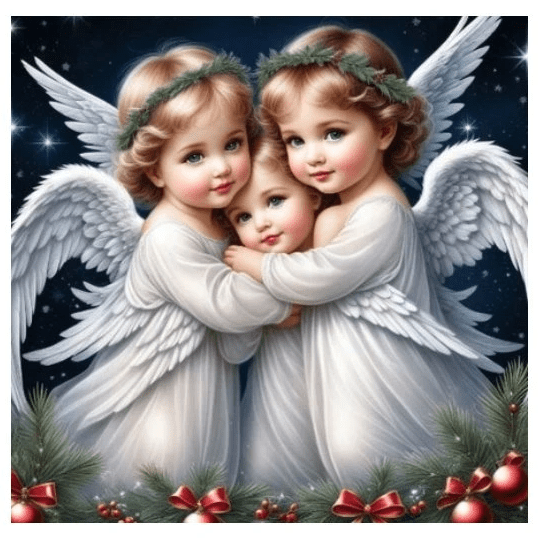 Norimpex Diamantový obrázek - Tři malí andílci - 30 x 40 cm - 2002067