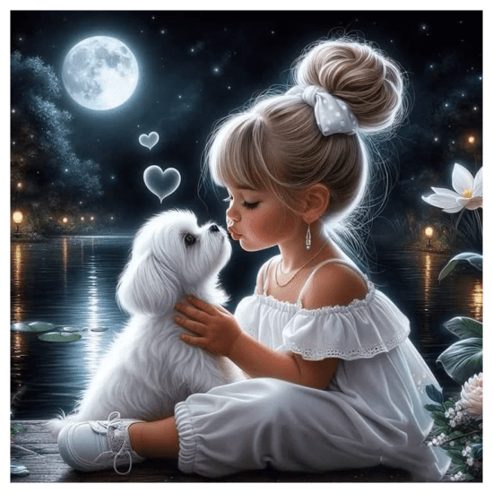 Norimpex Diamantový obrázek - Holčička a pes - 30 x 40 cm - 2002492