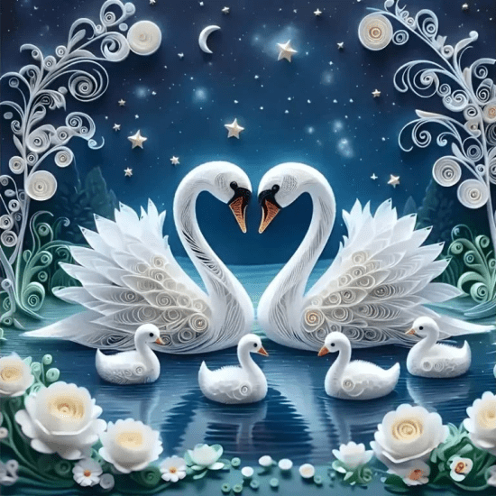 Norimpex Diamantový obrázek - Labutí láska - 30 x 40 cm - 2002520