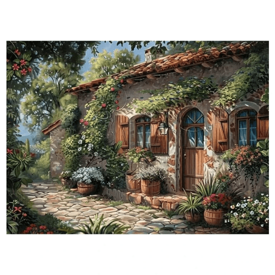 Norimpex Diamantový obrázek - Dům s dřevěnými okenicemi - 30 x 40 cm - 2002238