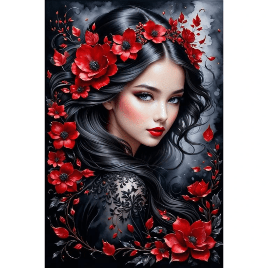 Norimpex Diamantový obrázek - Dívka v černém - 30 x 40 cm -2002459