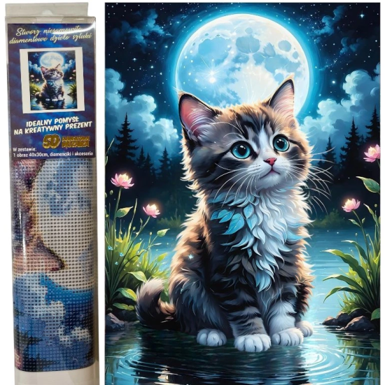 Norimpex Diamantový obrázek - Kotě a lekníny - 30 x 40 cm - 2002537