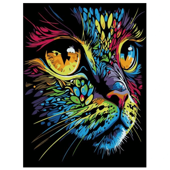 SMT Malování na černé plátno - Kočka - 30 x 40 cm - QUAK-001