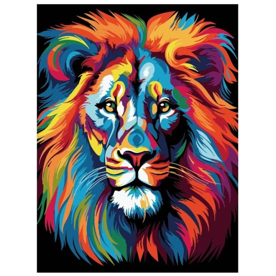 SMT Malování na černé plátno - Lev - 30 x 40 cm - QUAK-002