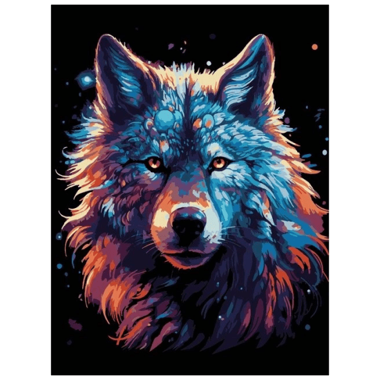 SMT Malování na černé plátno - Vlk - 30 x 40 cm - QUAK-003