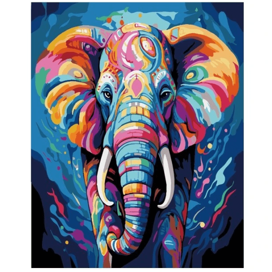 SMT Malování na černé plátno - Slon - 40 x 50 cm - QUAK-004