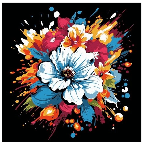 SMT Malování na černé plátno - Květiny - 30 x 30 cm - QUAK-006