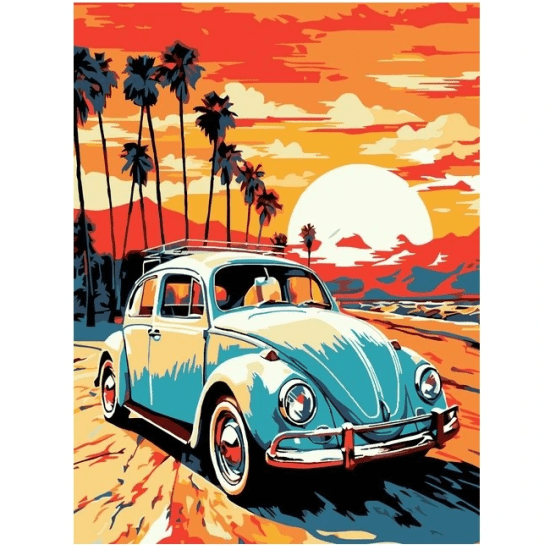 SMT Malování na černé plátno - Auto - 30 x 40 cm - QUAK-007