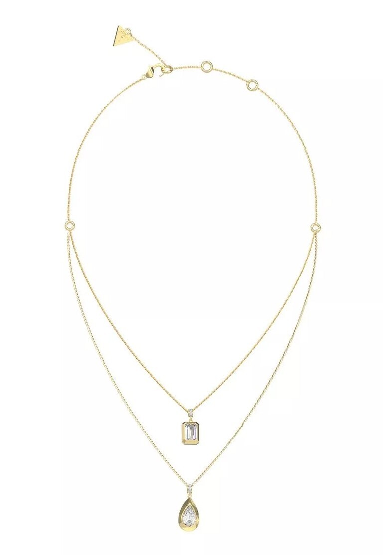 Guess Pozlacený dvojitý náhrdelník s kubickými zirkony 4G Light JUBN05242JWYGT/U