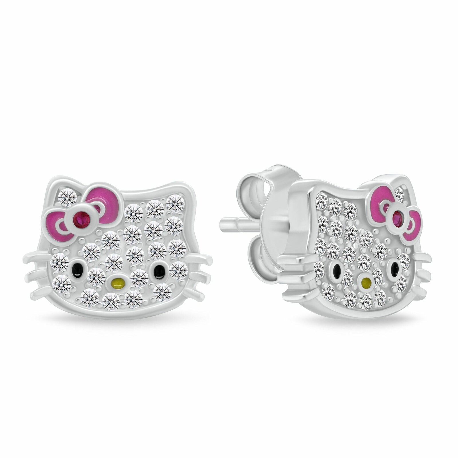 Brilio Silver Třpytivé stříbrné náušnice Hello Kitty EA1212W