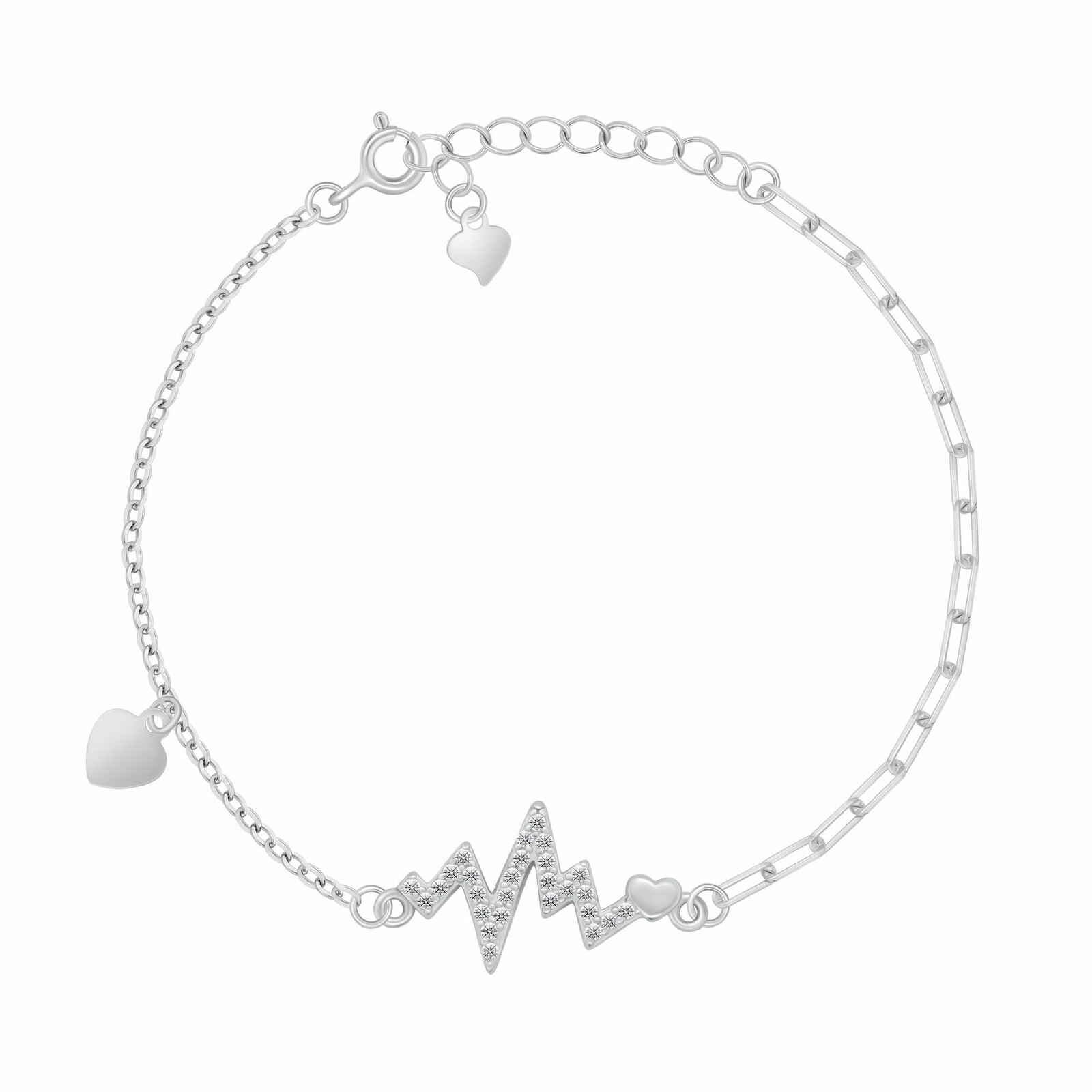 Brilio Silver Stříbrný náramek Srdíčko a EKG křivka BRC245W