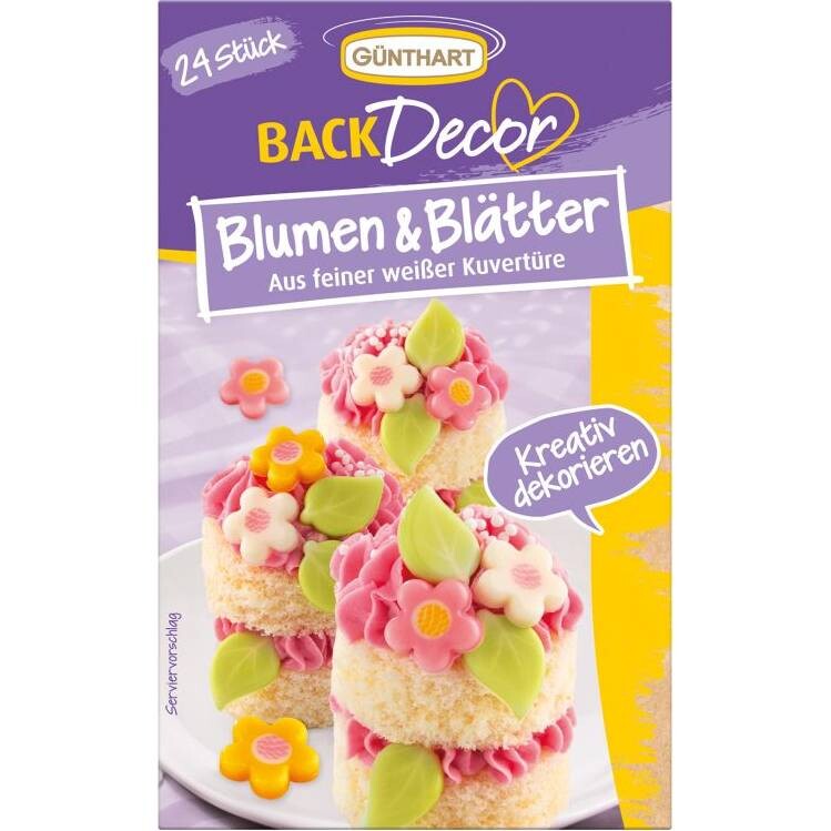 Květy a listy z bílé čokolády 24ks - Gunthart