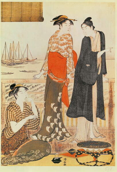 Kiyonaga, Torii Obrazová reprodukce A Teahouse by the Water, Kiyonaga, Torii, 26.7 × 40 cm