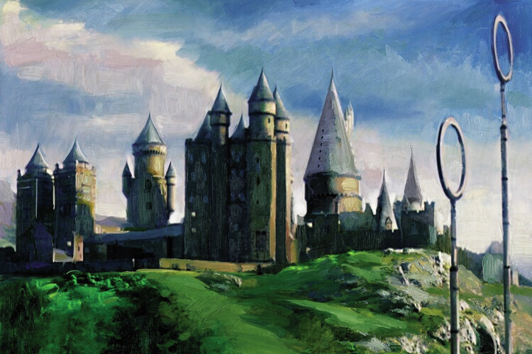 Europosters Umělecký tisk Harry Potter - Hogwarts painted, 40 × 26.7 cm