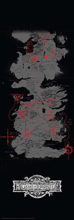 Europosters Plakát, Obraz - Game of Thrones - Map, 53 × 158 cm
