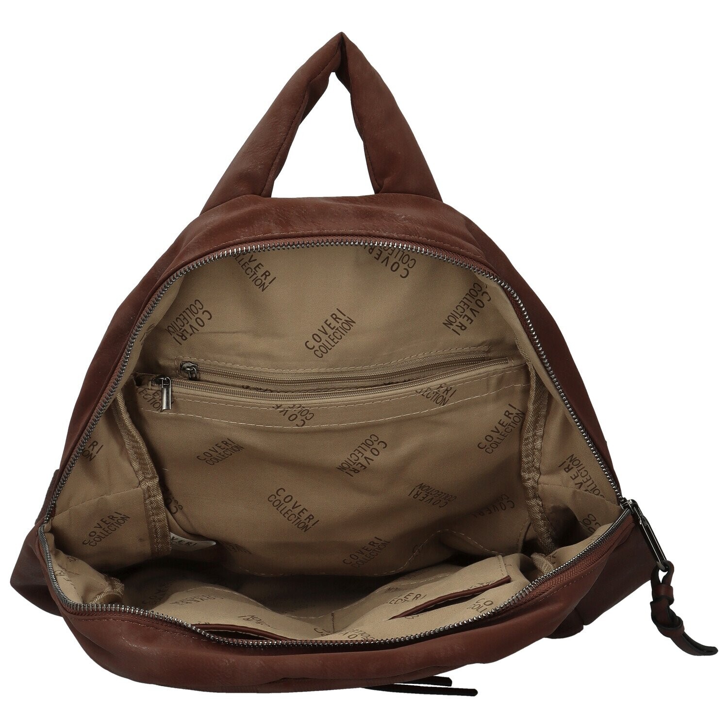 Trendy dámský koženkový batůžek Coveri Darie, coffee