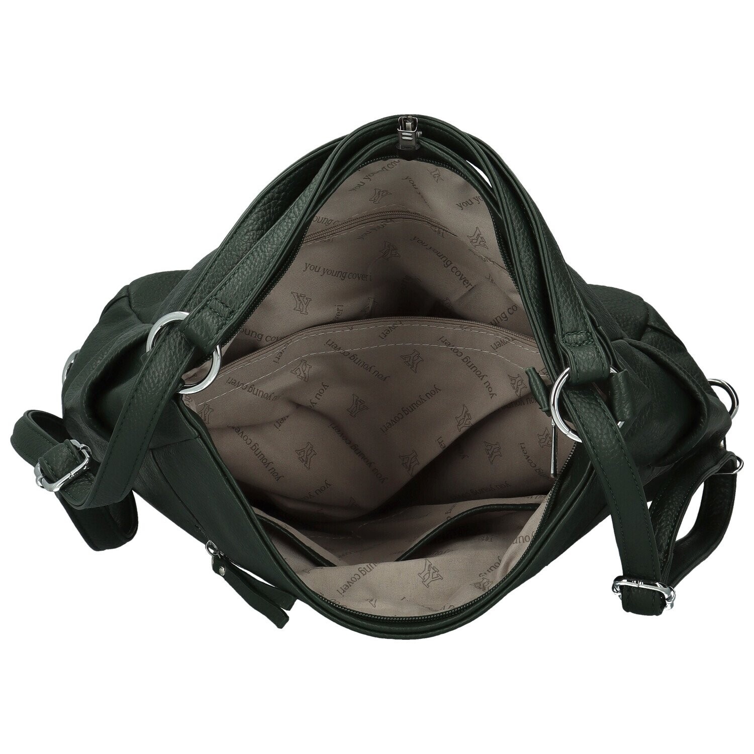 Stylový dámský koženkový kabelko-batoh Coveri Gael, tmavě zelený