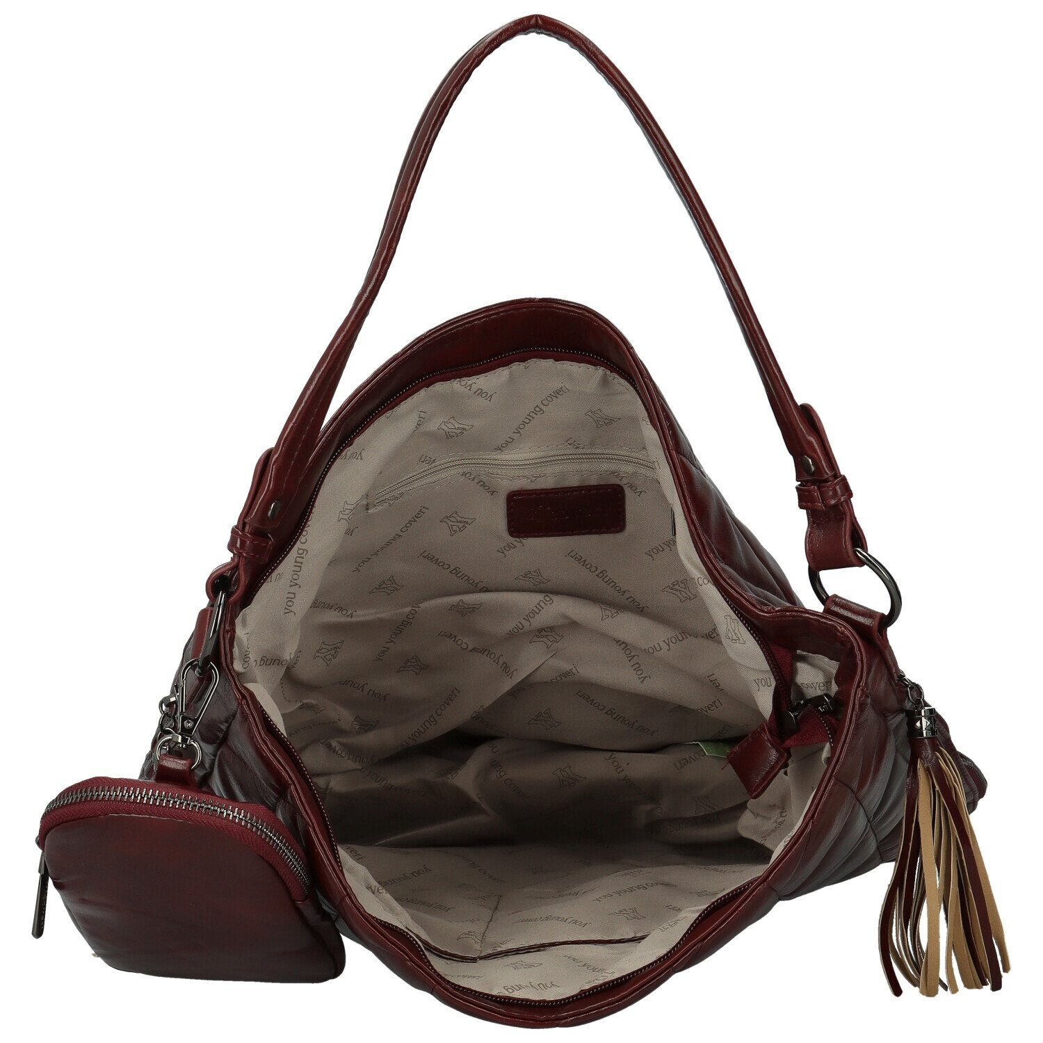 Stylová dámská koženková kabelka na rameno Coveri Maricel, vínová