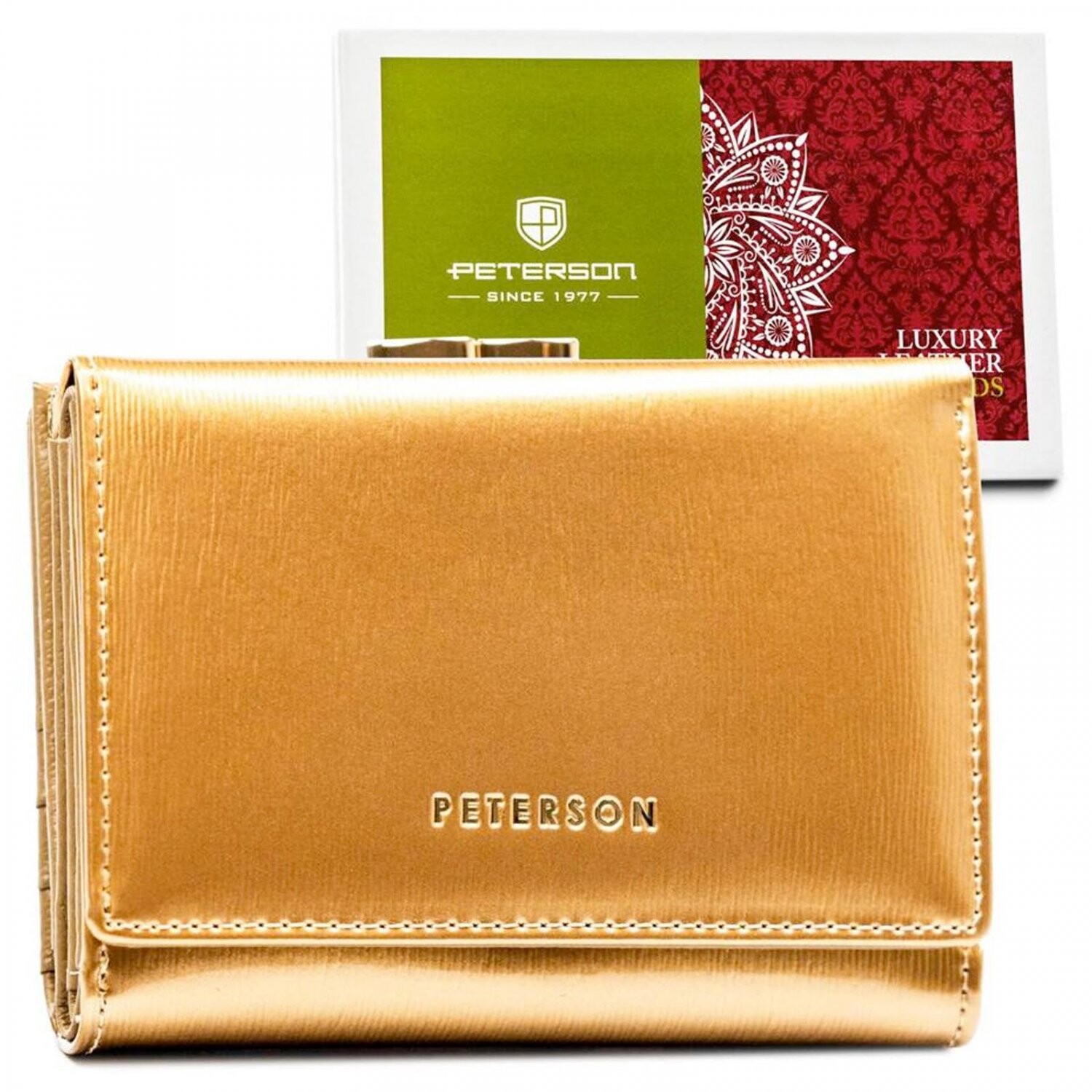 Luxusní dámská kožená peněženka Peterson Deniz, zlatá